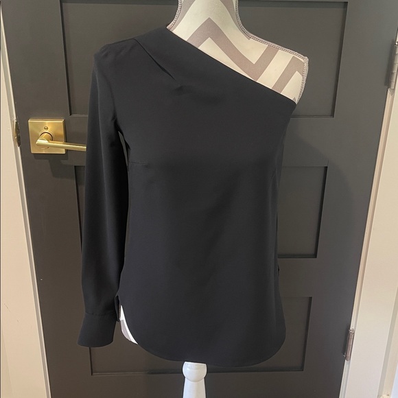Ralph Lauren Modern One Shoulder Black Blouse Size XS - Picture 2 of 7